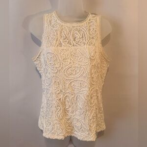 WHBM White Embroidered Tank Top